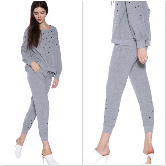 Billy T Galaxy Joggers in heather gray with black stars L - Picture 1 of 11